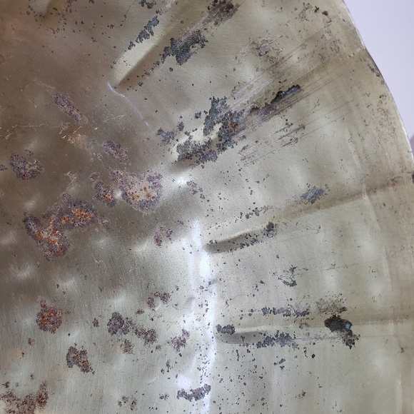 Copper Gold Distressed decorative scalloped compote holiday Afloral bowl - Picture 6 of 11